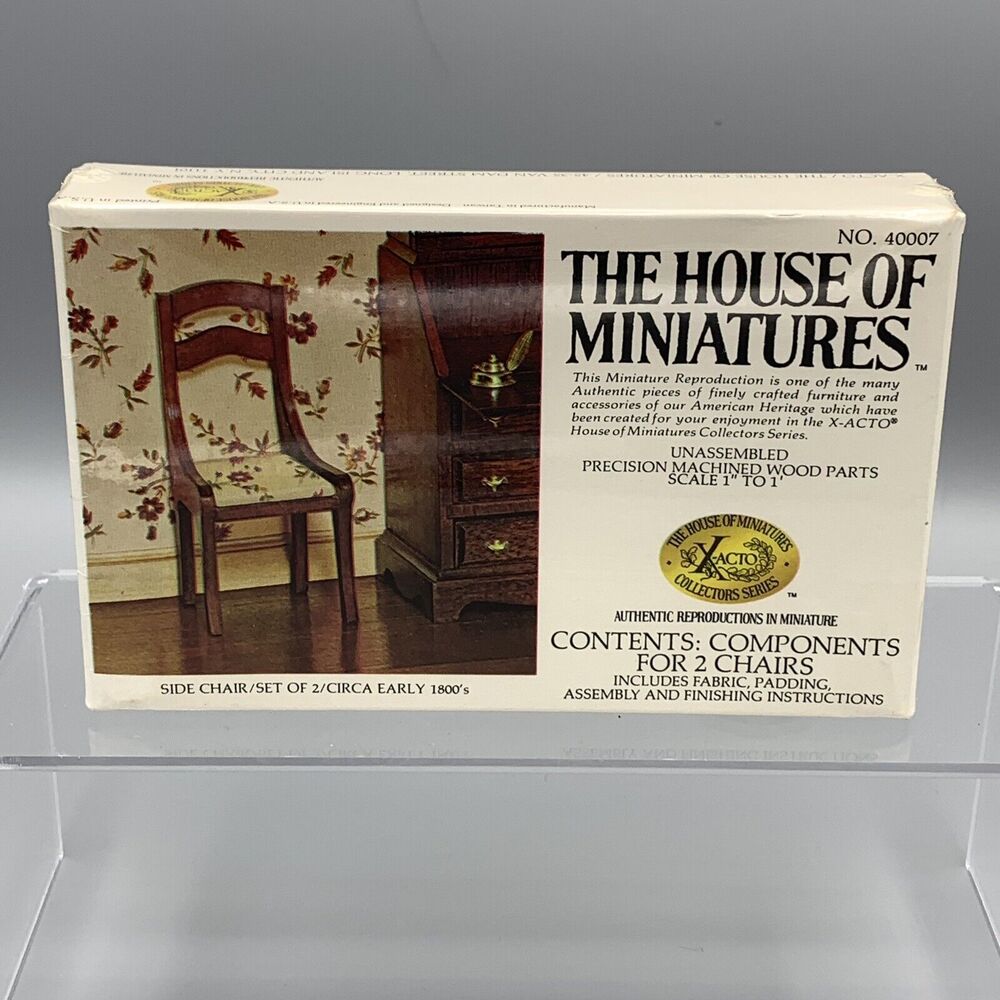 The House of Miniatures 2 Side Chair Set Dollhouse Kit 40007 X-ACTO Sealed NOS